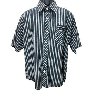 Coogi Mens XL Striped Button-Up Shirt
